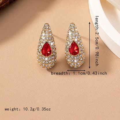 1 Pair Classic Style Shiny Water Droplets Plating Inlay Alloy Ferroalloy Glass 14k Gold Plated Ear Studs