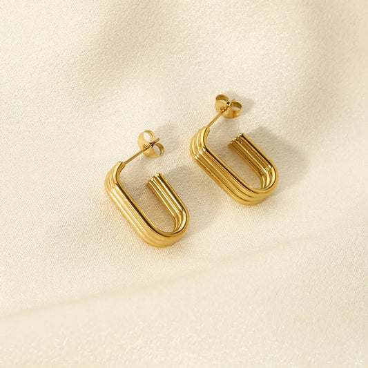 1 Pair Classic Style Solid Color Asymmetrical Plating Stainless Steel 18k Gold Plated Drop Earrings