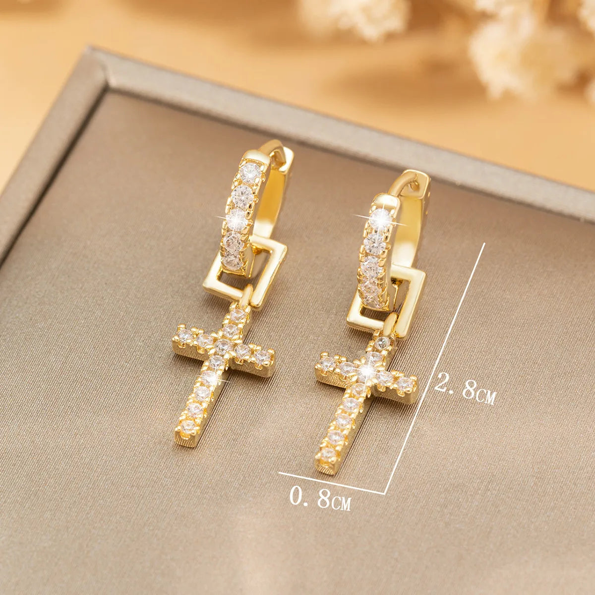 1 Pair Classic Style Solid Color Inlay Copper Zircon Drop Earrings