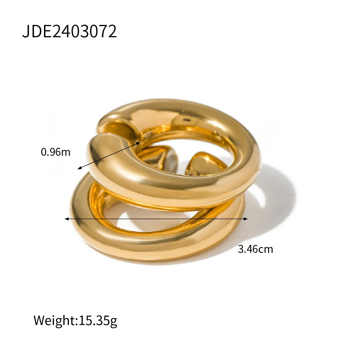 1 Pair Classic Style Solid Color Plating 316 Stainless Steel  18K Gold Plated Ear Cuffs