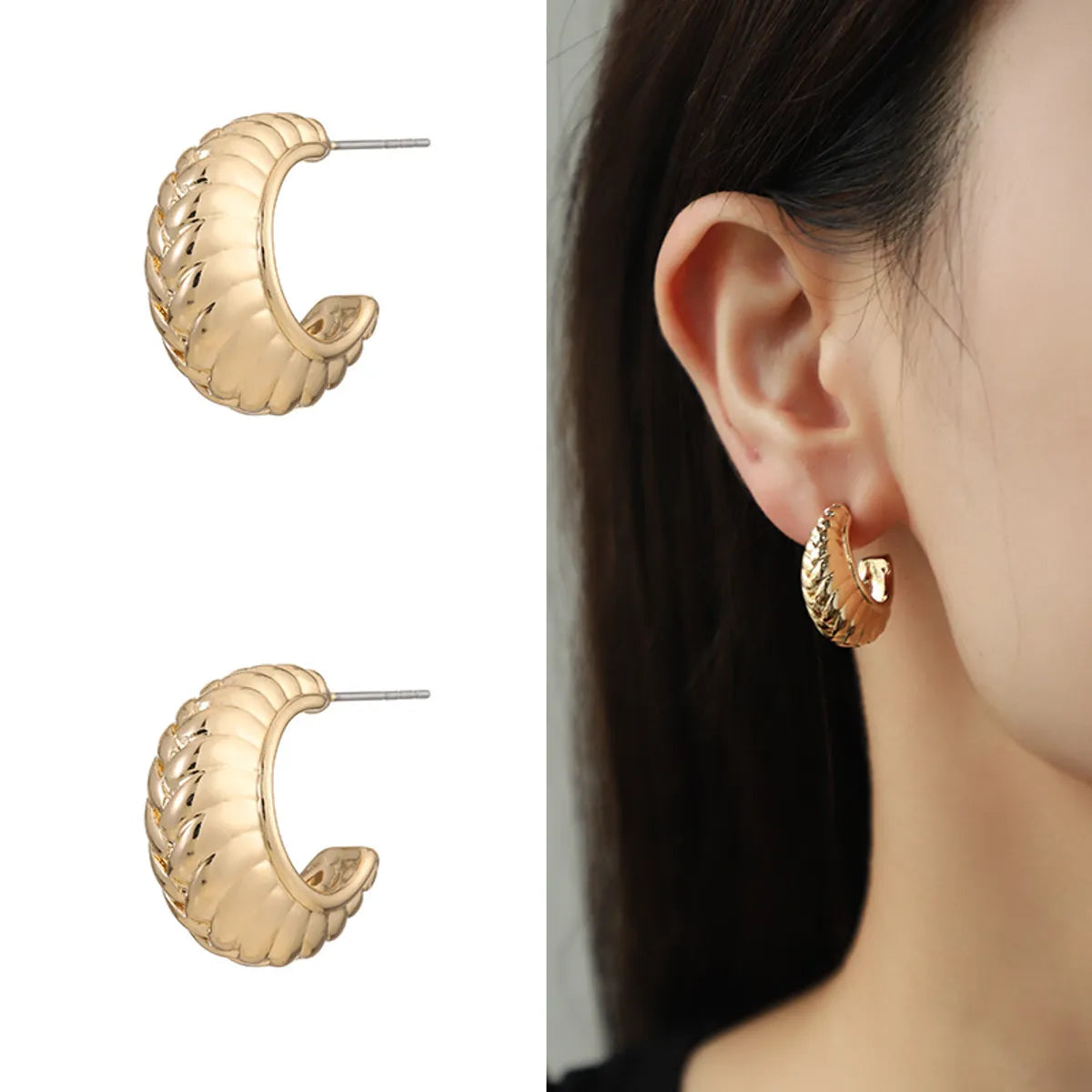 1 Pair Classic Style Solid Color Plating Alloy Gold Plated Ear Studs