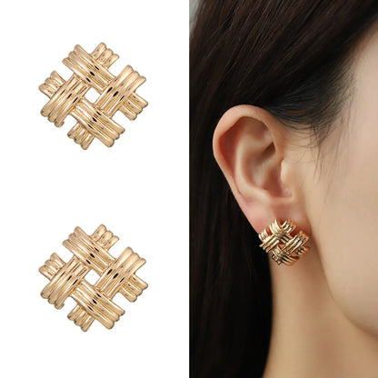 1 Pair Classic Style Solid Color Plating Alloy Gold Plated Ear Studs