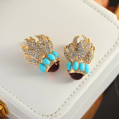 1 Pair Classic Style Solid Color Plating Inlay Alloy Artificial Rhinestones 18K Gold Plated Ear Studs