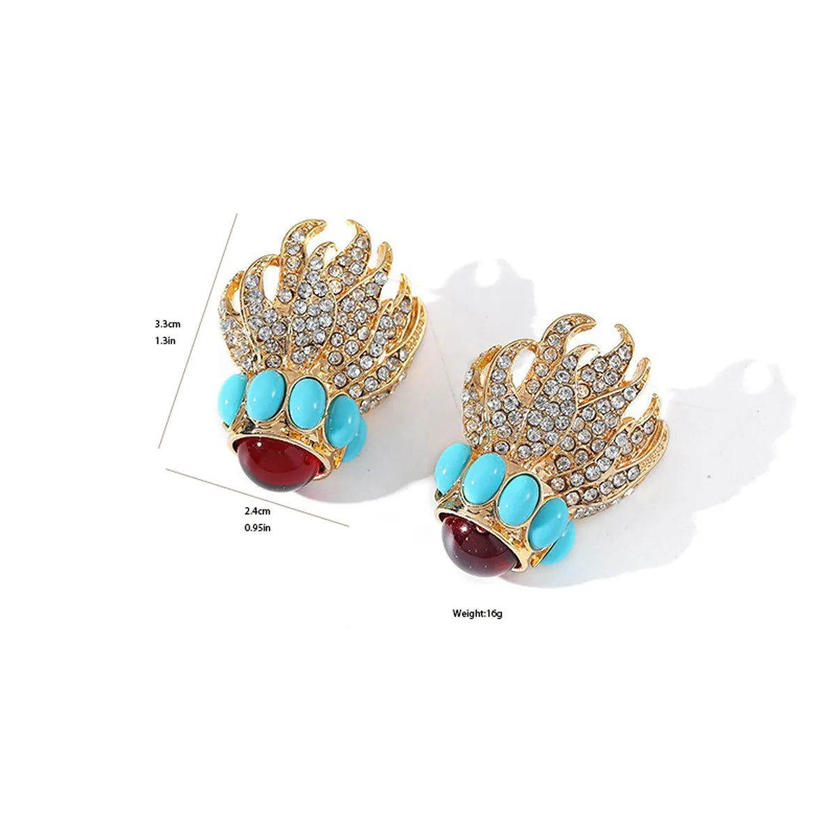 1 Pair Classic Style Solid Color Plating Inlay Alloy Artificial Rhinestones 18K Gold Plated Ear Studs