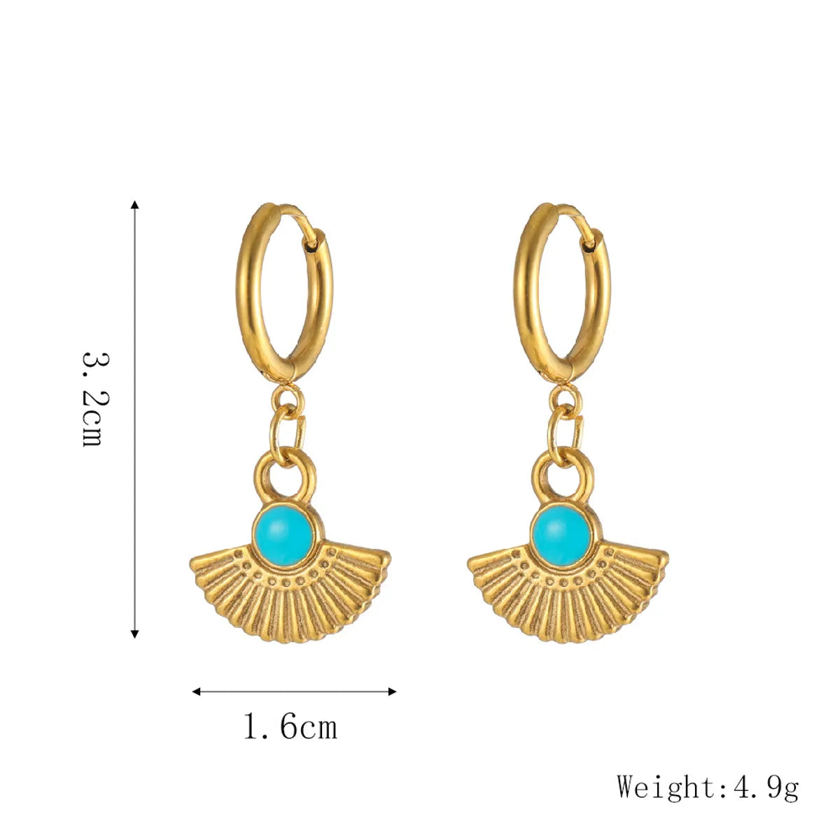 1 Pair Classic Style Solid Color Plating Stainless Steel Gold Plated Drop Earrings