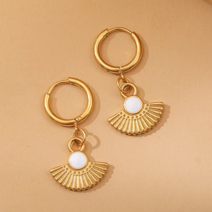 1 Pair Classic Style Solid Color Plating Stainless Steel Gold Plated Drop Earrings