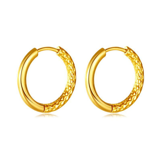 1 Pair Classic Style Solid Color 304 Stainless Steel 18K Gold Plated Hoop Earrings