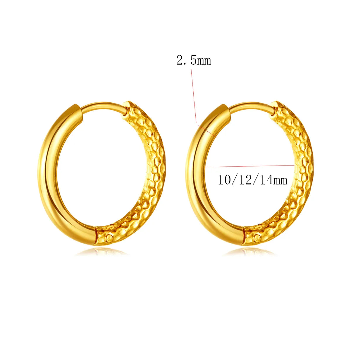 1 Pair Classic Style Solid Color 304 Stainless Steel 18K Gold Plated Hoop Earrings