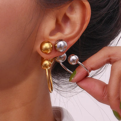 1 Pair Classic Style Solid Color Stainless Steel Plating Earrings