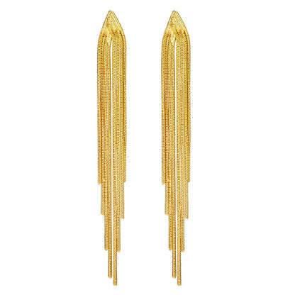 1 Pair Classic Style Solid Color Tassel Alloy Drop Earrings