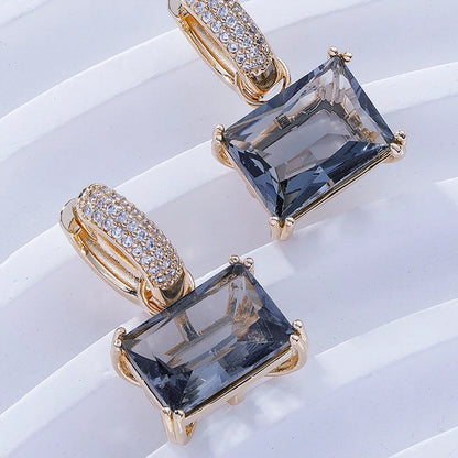 1 Pair Classic Style Square Inlay Brass Zircon Gold Plated Drop Earrings