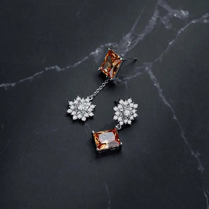 1 Pair Classic Style Square Plating Inlay Copper Zircon Gold Plated Drop Earrings