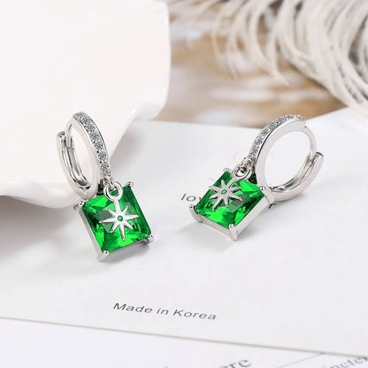 1 Pair Classic Style Square Plating Inlay Copper Zircon White Gold Plated Earrings