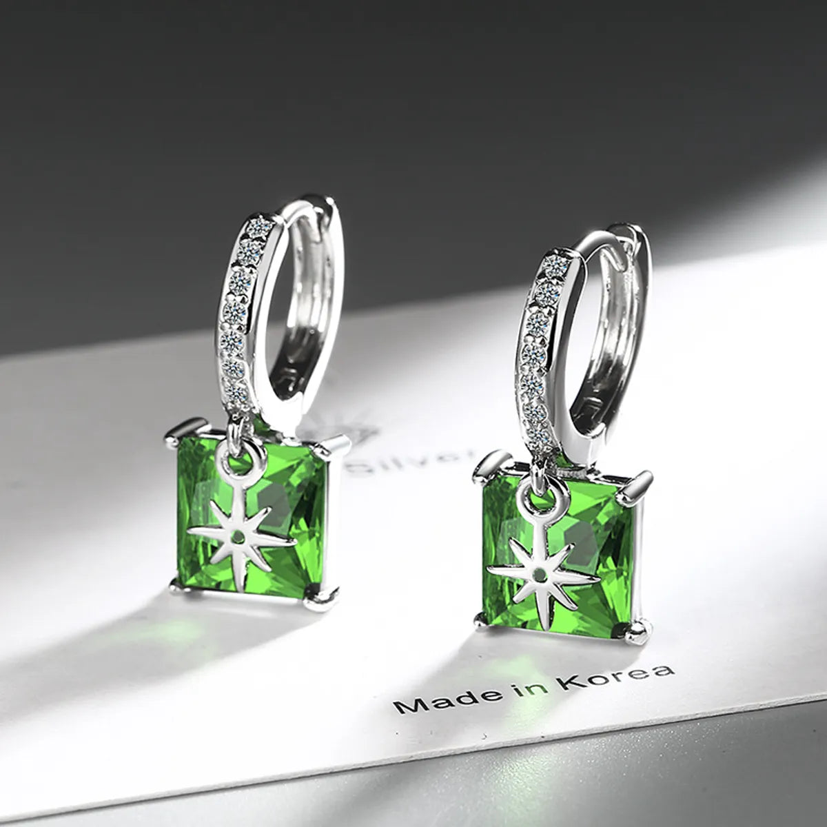 1 Pair Classic Style Square Plating Inlay Copper Zircon White Gold Plated Earrings