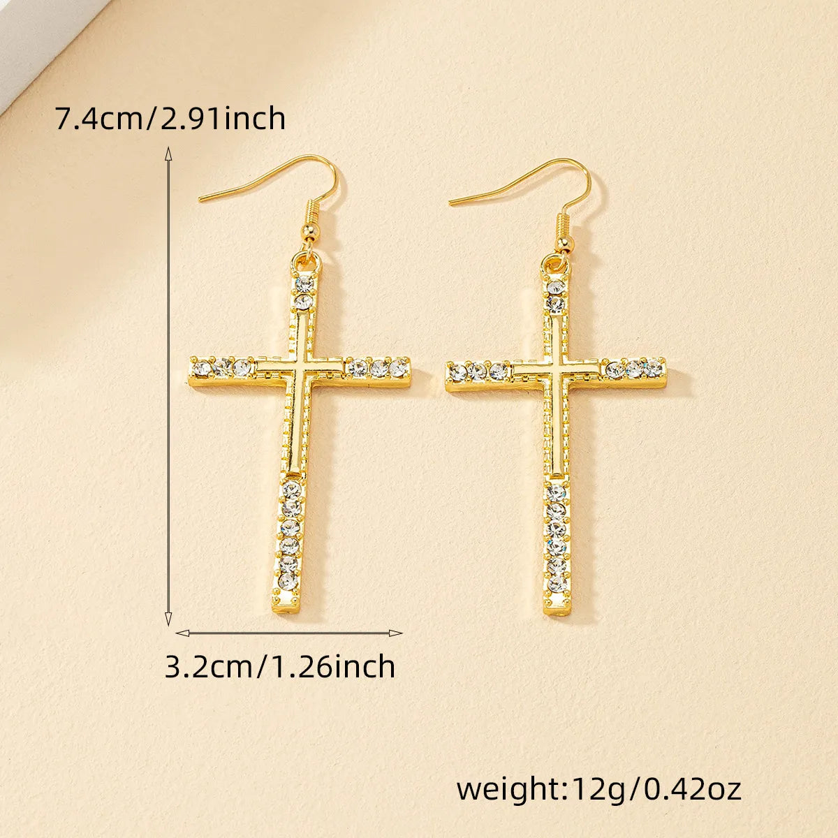 1 Pair Classic Style Streetwear Cross Inlay Alloy Zircon Drop Earrings