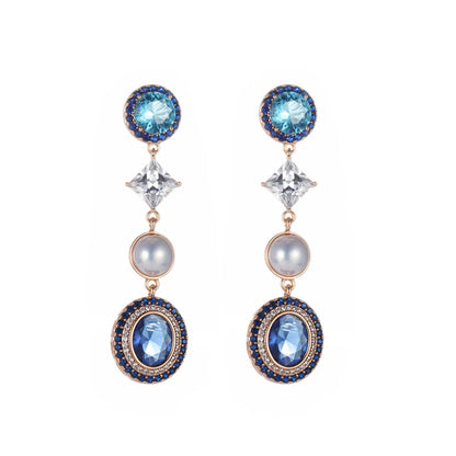 1 Pair Xuping Classic Style Streetwear Geometric Plating Inlay Alloy Artificial Gemstones 18k Gold Plated Drop Earrings