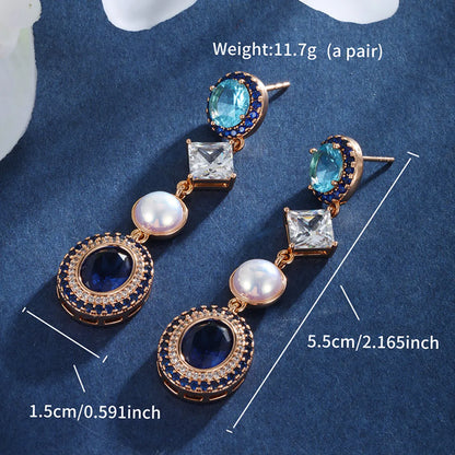 1 Pair Xuping Classic Style Streetwear Geometric Plating Inlay Alloy Artificial Gemstones 18k Gold Plated Drop Earrings