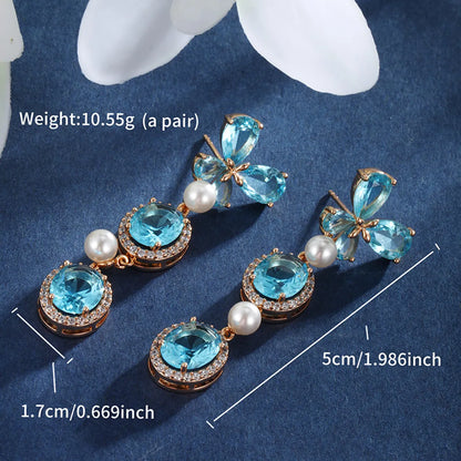 1 Pair Xuping Classic Style Streetwear Geometric Plating Inlay Alloy Artificial Gemstones 18k Gold Plated Drop Earrings