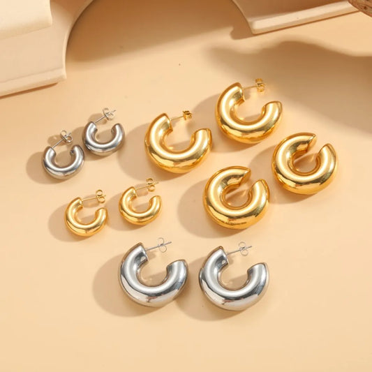 1 Pair Classic Style Streetwear Geometric Plating Titanium Steel 14k Gold Plated Earrings