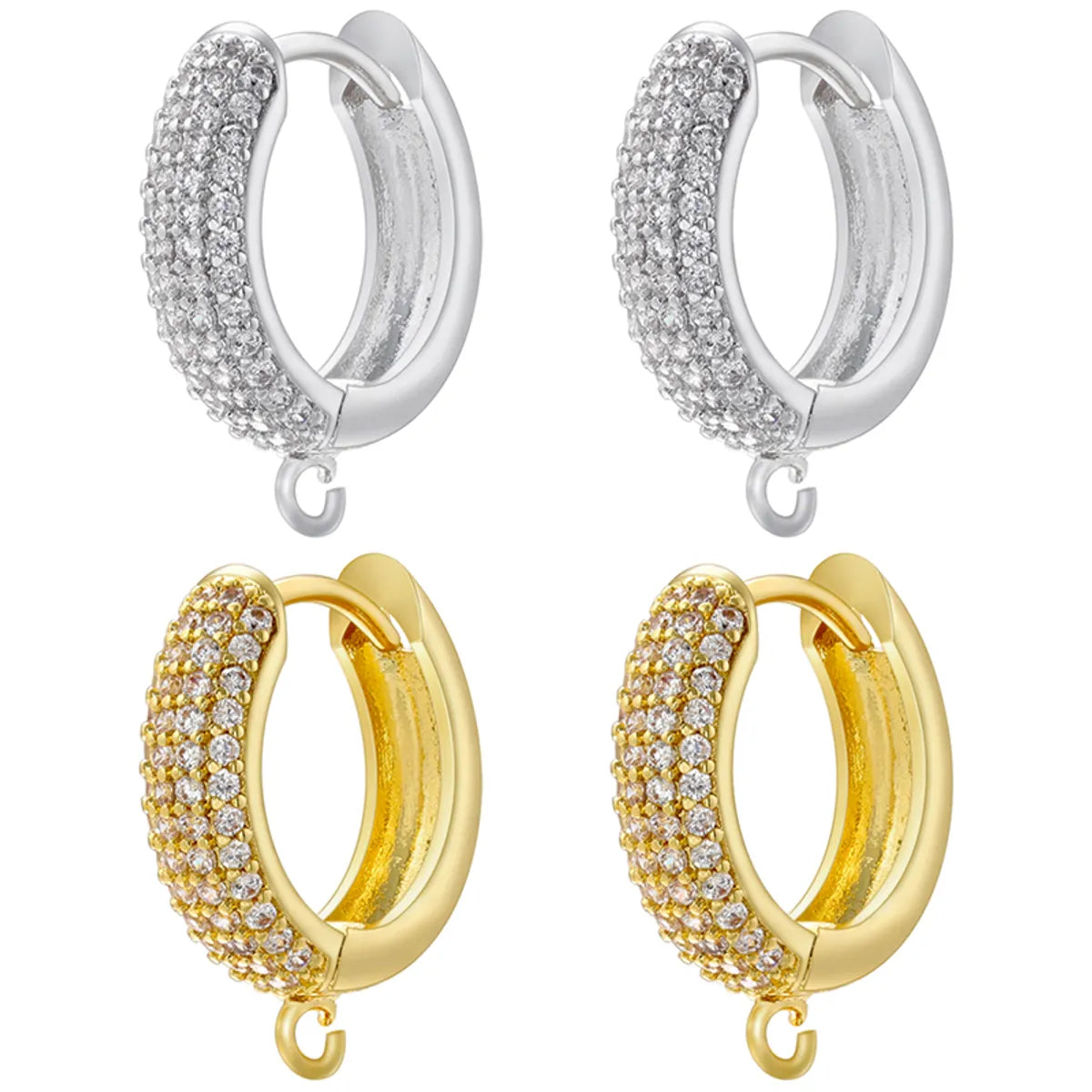 1 Pair Classic Style Streetwear Oval Plating Inlay Copper Zircon 18k Gold Plated Earrings