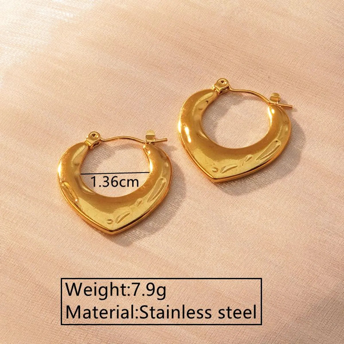 1 Pair Classic Style U Shape Geometric Heart Shape Plating 304 Stainless Steel Imitation Gold  Earrings