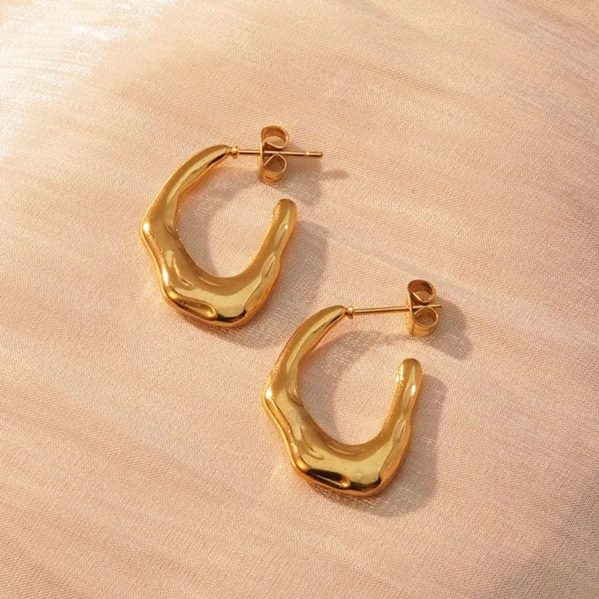 1 Pair Classic Style U Shape Geometric Heart Shape Plating 304 Stainless Steel Imitation Gold  Earrings