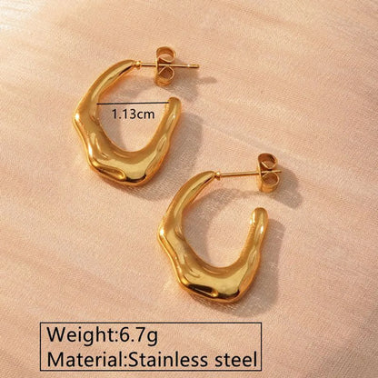 1 Pair Classic Style U Shape Geometric Heart Shape Plating 304 Stainless Steel Imitation Gold  Earrings