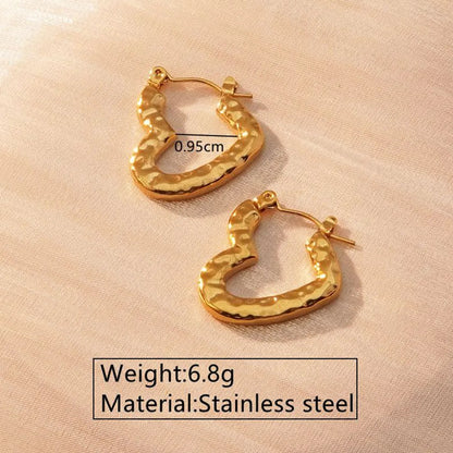 1 Pair Classic Style U Shape Geometric Heart Shape Plating 304 Stainless Steel Imitation Gold  Earrings