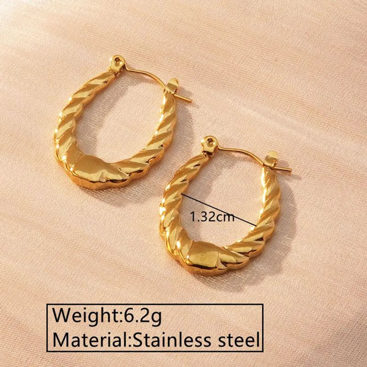 1 Pair Classic Style U Shape Geometric Heart Shape Plating 304 Stainless Steel Imitation Gold  Earrings