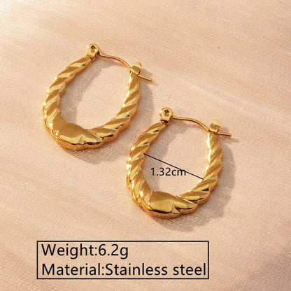 1 Pair Classic Style U Shape Geometric Heart Shape Plating 304 Stainless Steel Imitation Gold  Earrings