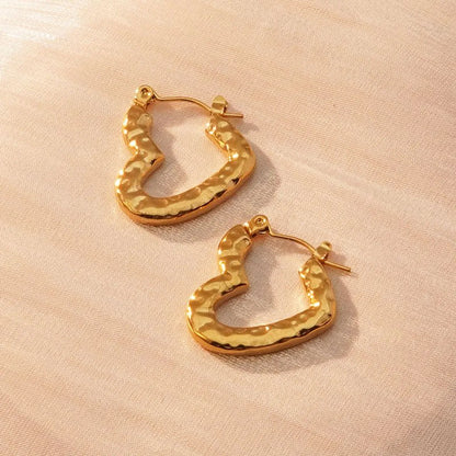 1 Pair Classic Style U Shape Geometric Heart Shape Plating 304 Stainless Steel Imitation Gold  Earrings