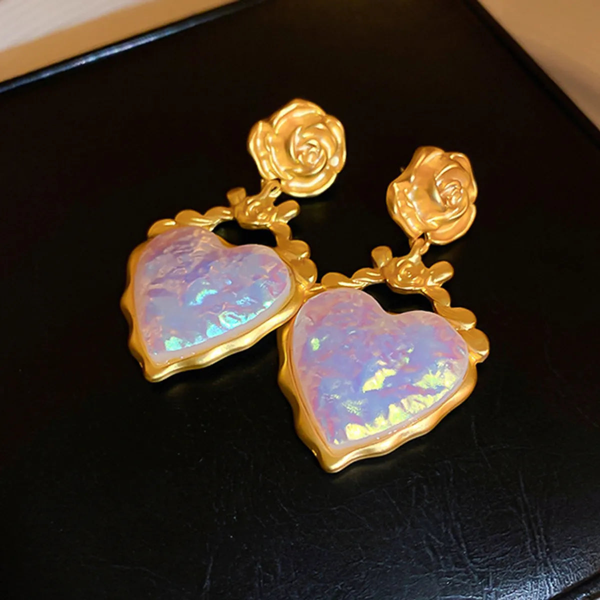 1 Pair Classic Style Water Droplets Inlay Copper Resin Drop Earrings