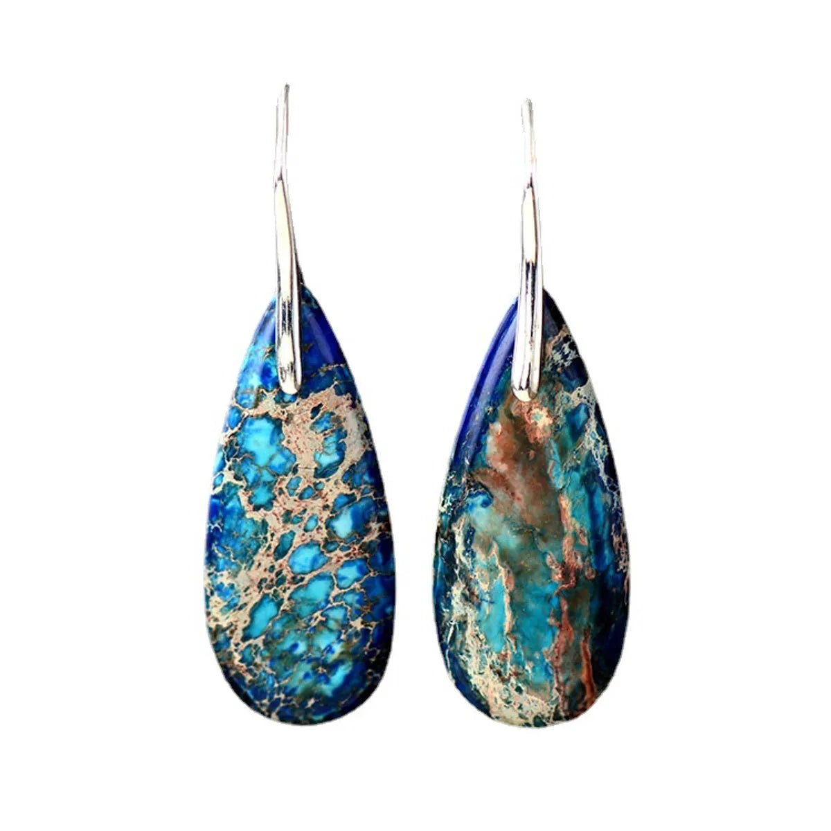 1 Pair Classic Style Water Droplets Patchwork Agate Drop Earrings