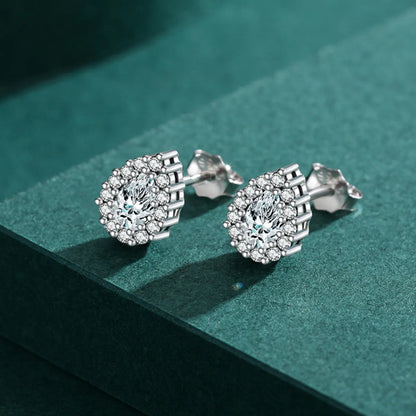 1 Pair Classic Style Water Droplets Sterling Silver Plating Inlay Zircon Silver Plated Ear Studs