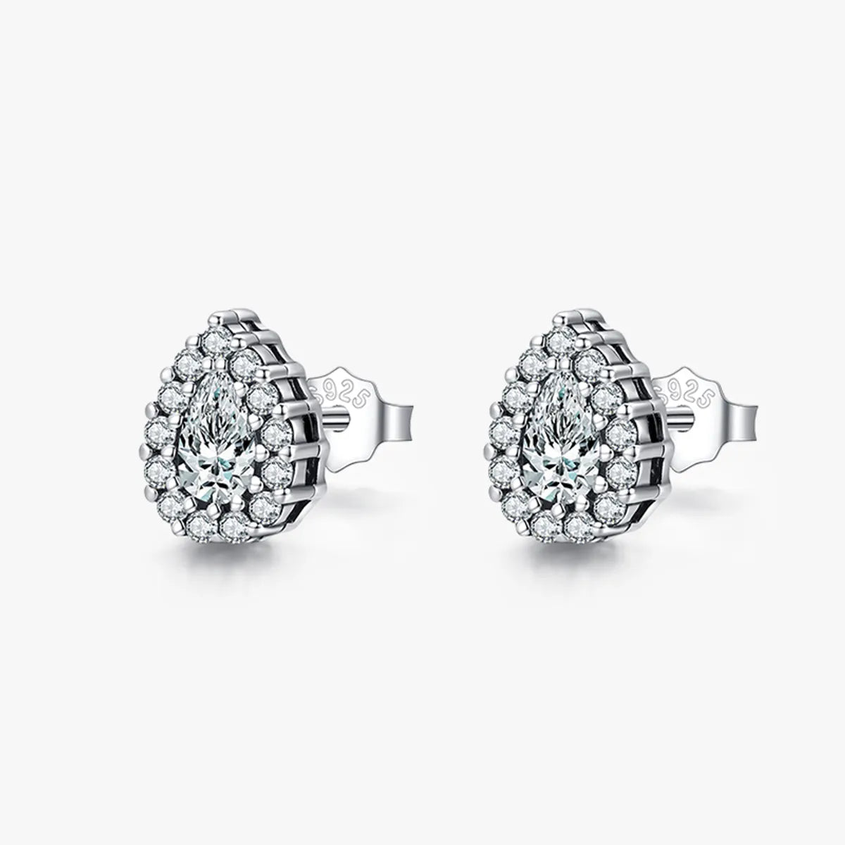 1 Pair Classic Style Water Droplets Sterling Silver Plating Inlay Zircon Silver Plated Ear Studs