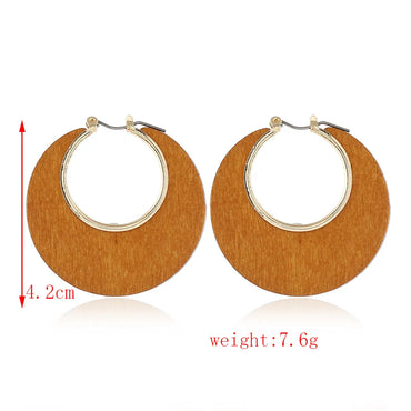 1 Pair Classical Classic Style Geometric Plating Wood Hoop Earrings