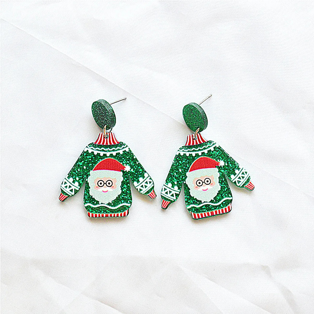 1 Pair Classical Cute Funny Santa Claus Snowflake Elk Arylic Drop Earrings