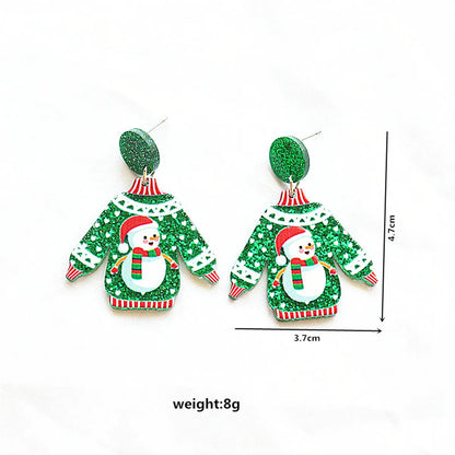 1 Pair Classical Cute Funny Santa Claus Snowflake Elk Arylic Drop Earrings