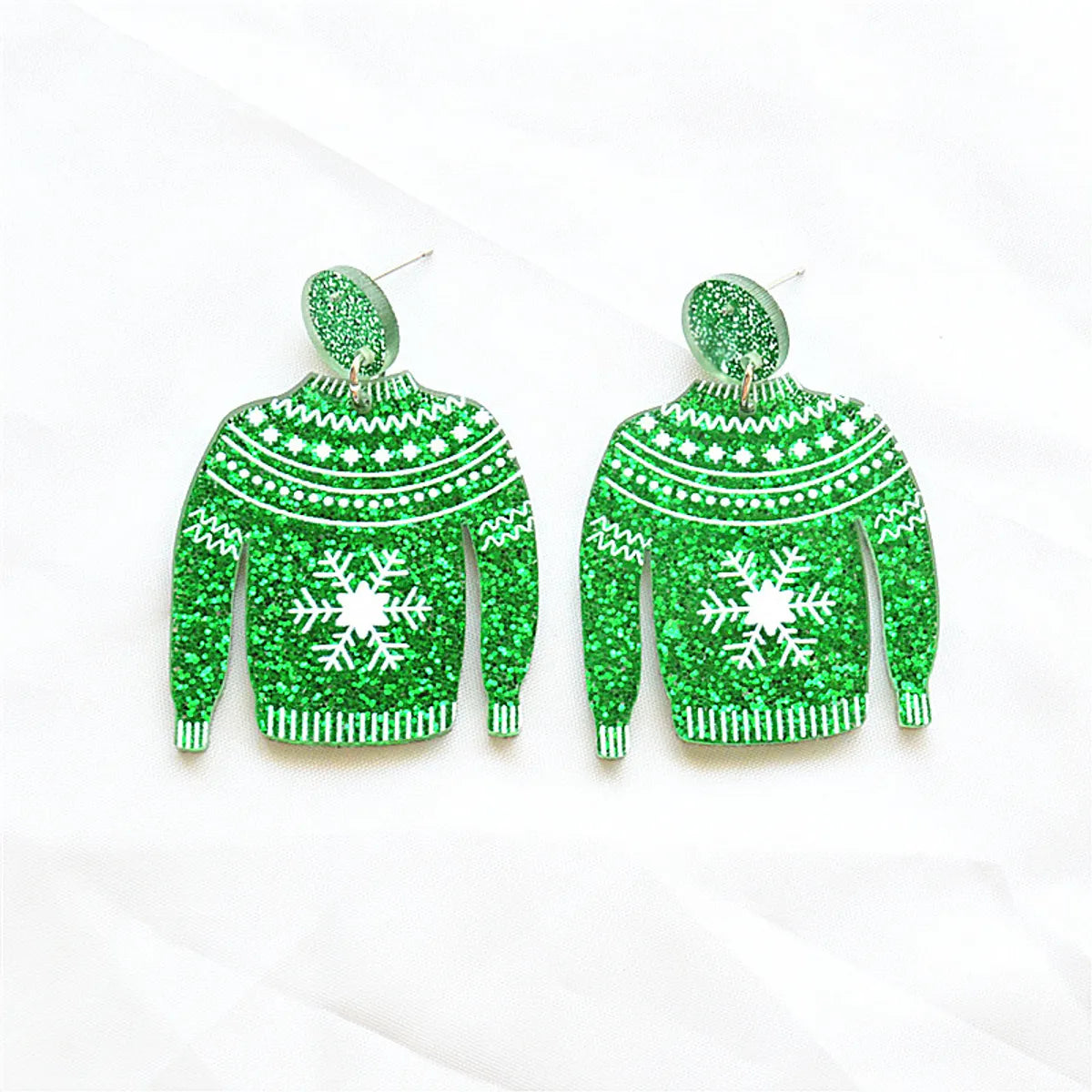 1 Pair Classical Cute Funny Santa Claus Snowflake Elk Arylic Drop Earrings