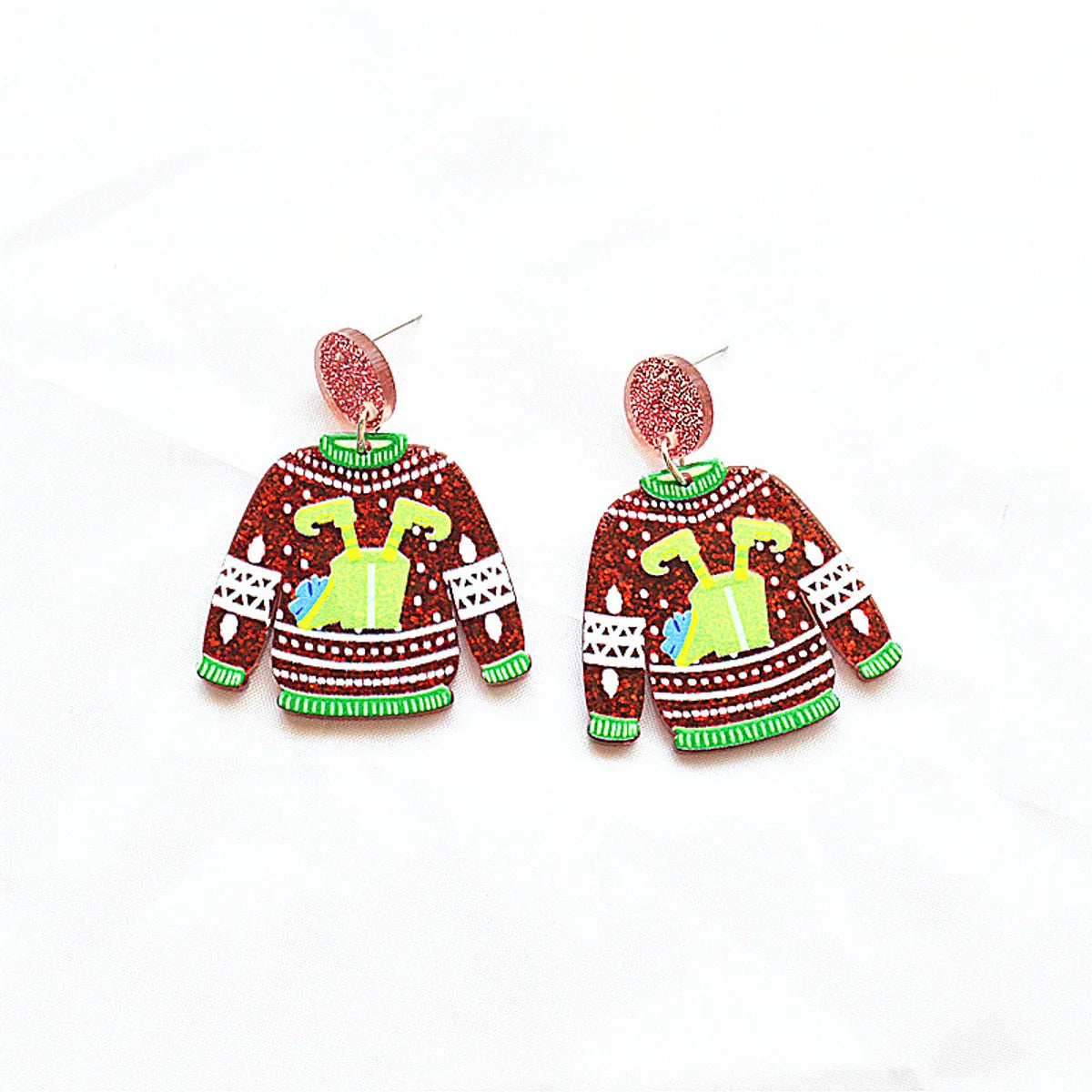 1 Pair Classical Cute Funny Santa Claus Snowflake Elk Arylic Drop Earrings