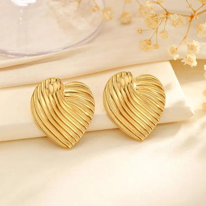 1 Pair Classical Exaggerated Classic Style Geometric Cookies Heart Shape 304 Stainless Steel Ear Studs