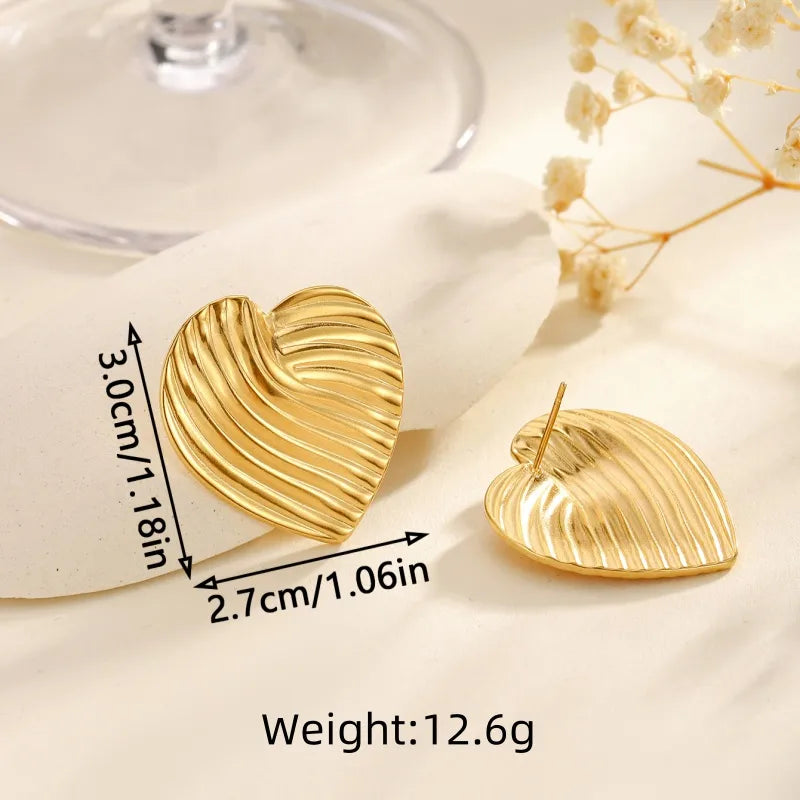 1 Pair Classical Exaggerated Classic Style Geometric Cookies Heart Shape 304 Stainless Steel Ear Studs