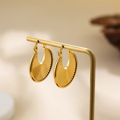 1 Pair Classical Exaggerated Round Sector Alloy Copper Earrings