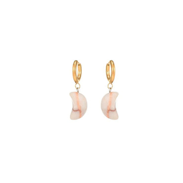 1 Pair Classical Exaggerated Simple Style Moon Polishing Stainless Steel Natural Stone 18K Gold Plated Drop Earrings