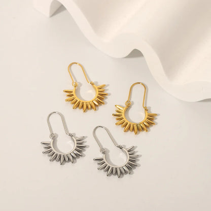 1 Pair Classical French Style Simple Style Sun Plating Stainless Steel 18k Gold Plated Drop Earrings