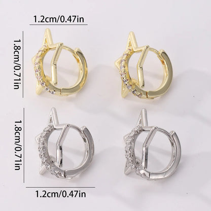 1 Pair Classical Funny Romantic Pentagram Inlay Copper Zircon Earrings