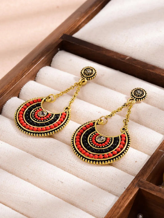 1 Pair Classical Retro Color Block Inlay Alloy Rhinestone Rhinestones Drop Earrings