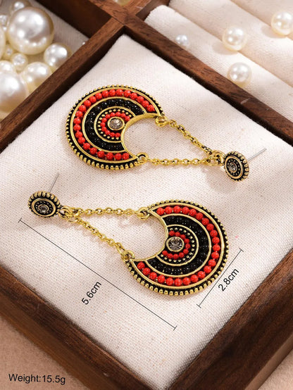 1 Pair Classical Retro Color Block Inlay Alloy Rhinestone Rhinestones Drop Earrings