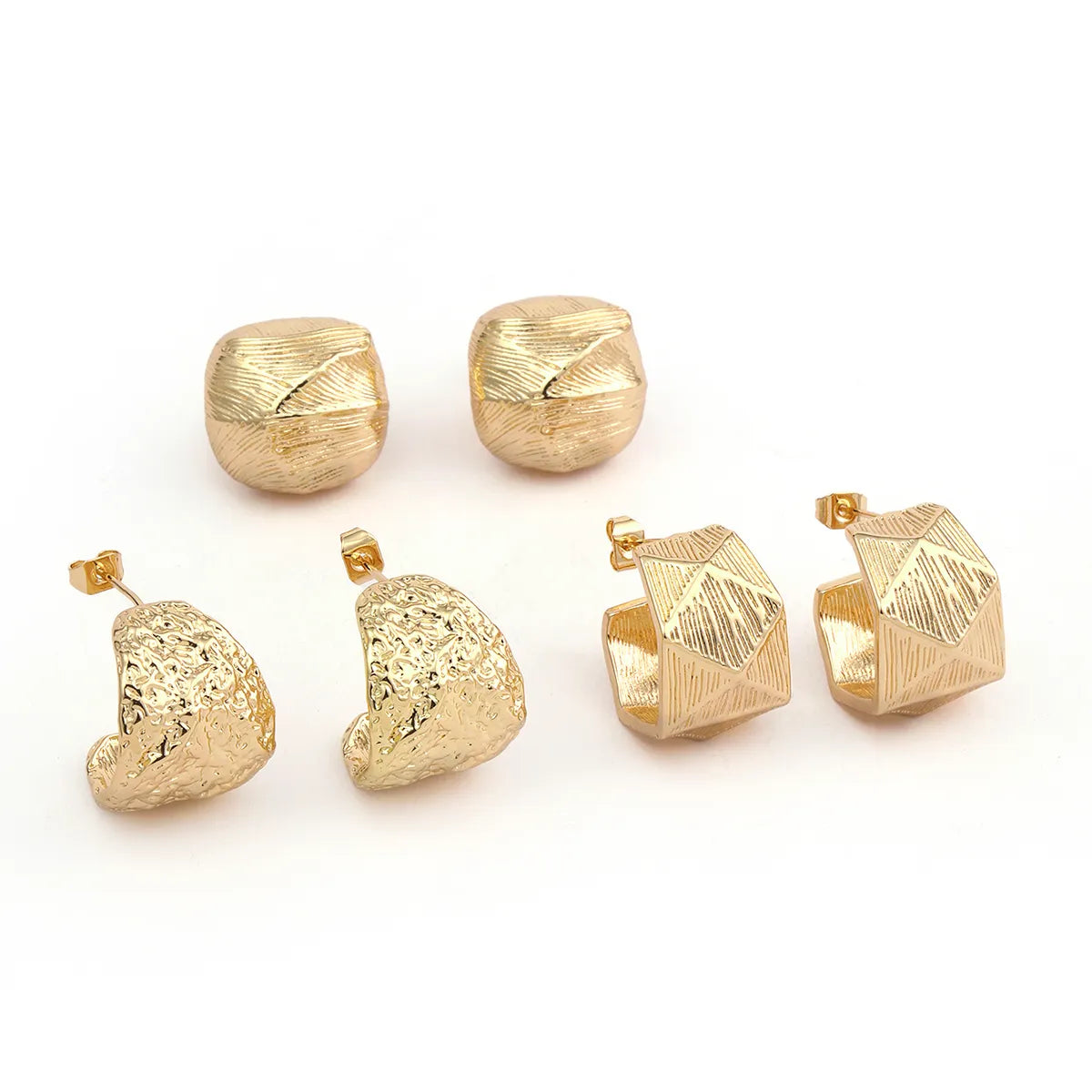 1 Pair Classical Retro Commute C Shape Plating Copper 18k Gold Plated Ear Studs