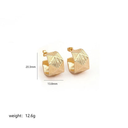 1 Pair Classical Retro Commute C Shape Plating Copper 18k Gold Plated Ear Studs